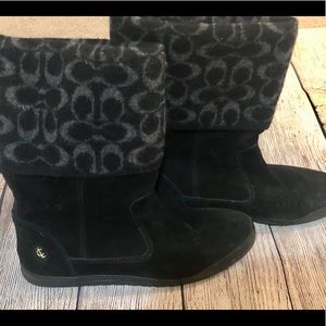 Coach Signature Tatum Boots Black/Gray, Size 8M